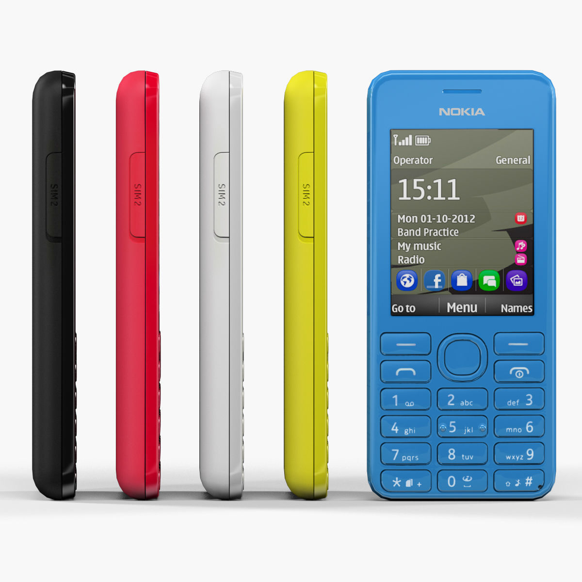 Nokia 206 Dual Sim cellphone 3D model_3