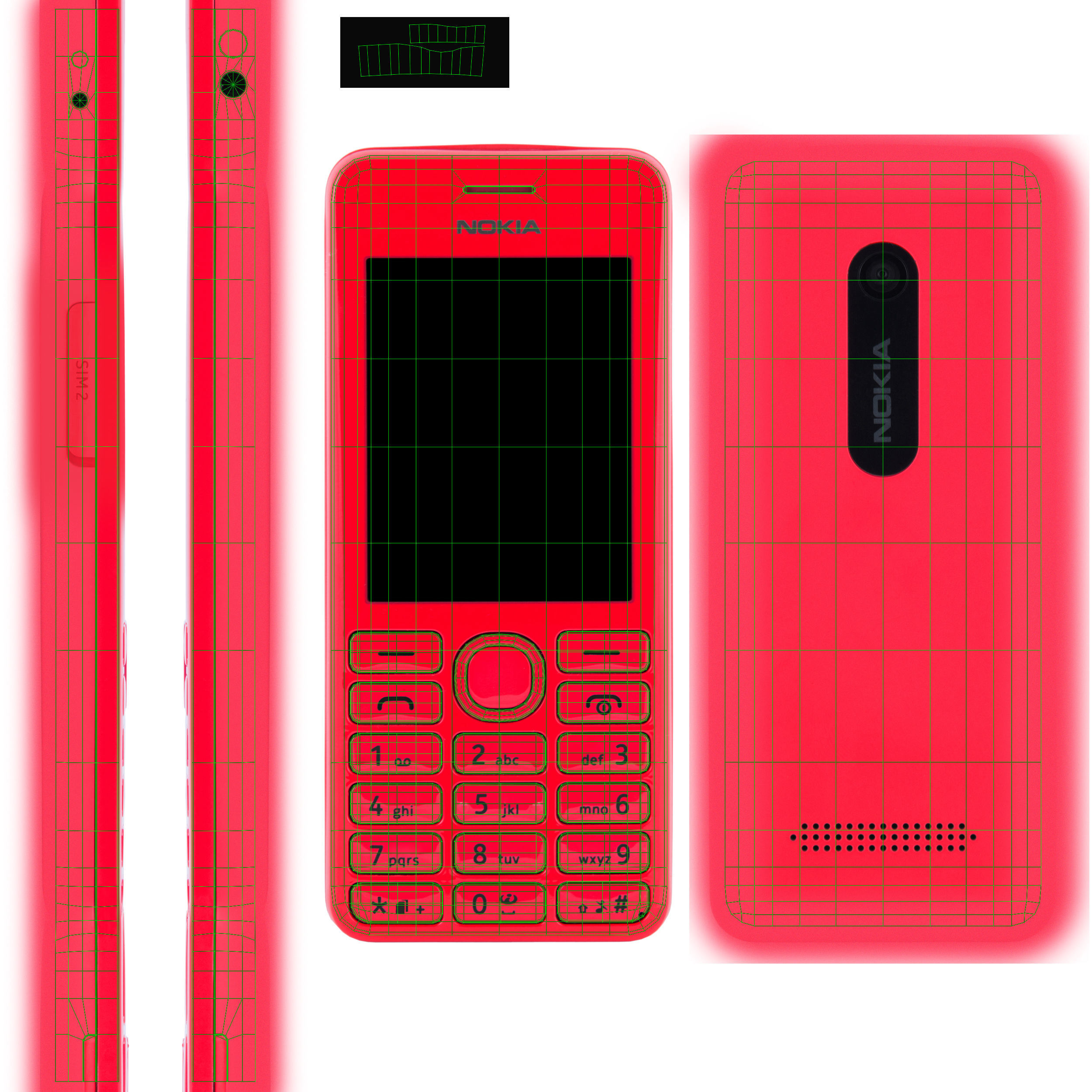 Nokia 206 Dual Sim cellphone 3D model_28