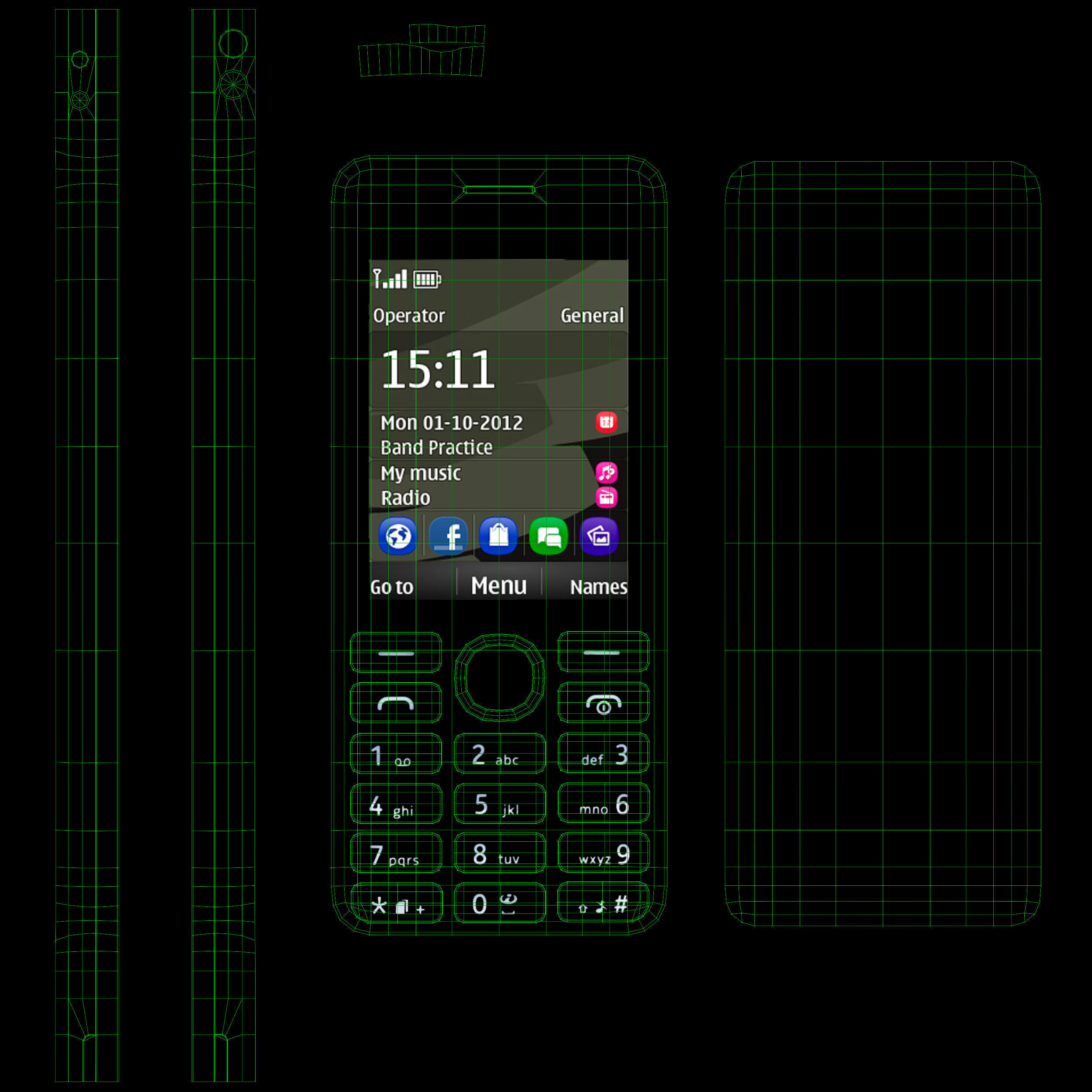 Nokia 206 Dual Sim cellphone 3D model_36