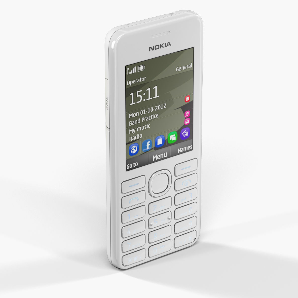 Nokia 206 Dual Sim cellphone 3D model_12