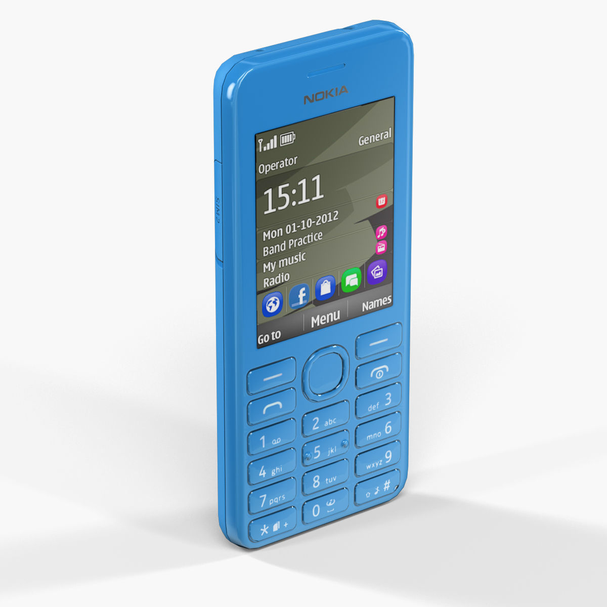 Nokia 206 Dual Sim cellphone 3D model_4