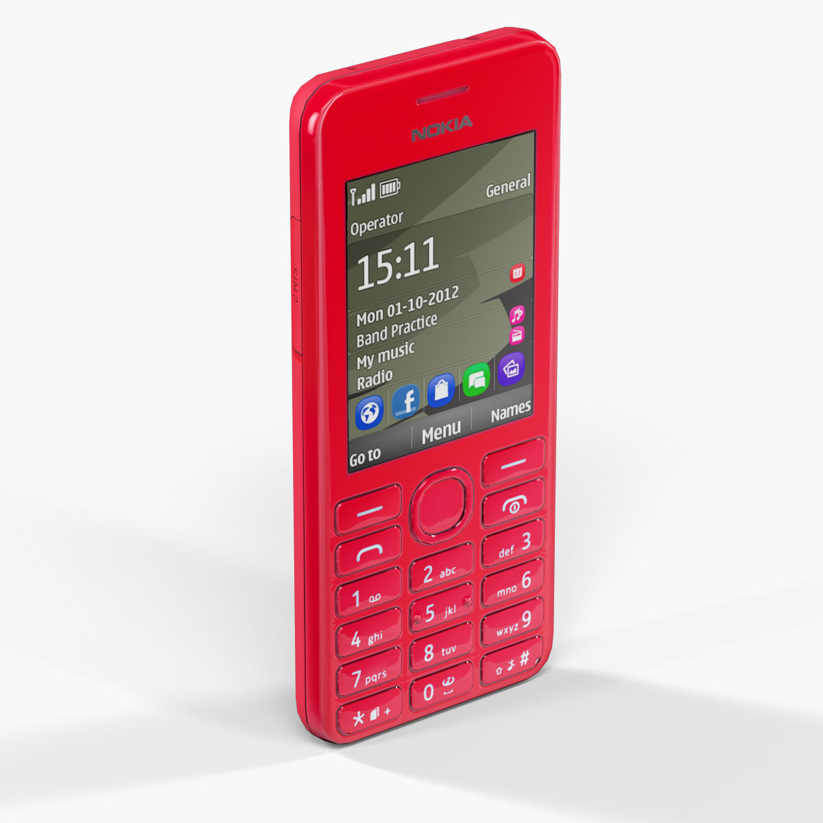 Nokia 206 Dual Sim cellphone 3D model_16