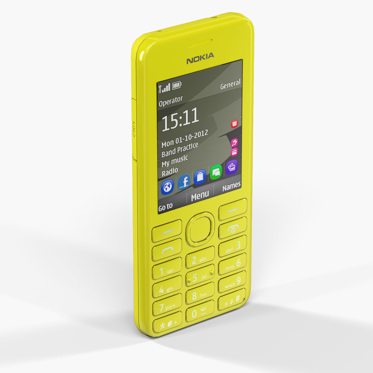 Nokia 206 Dual Sim cellphone 3D model_8