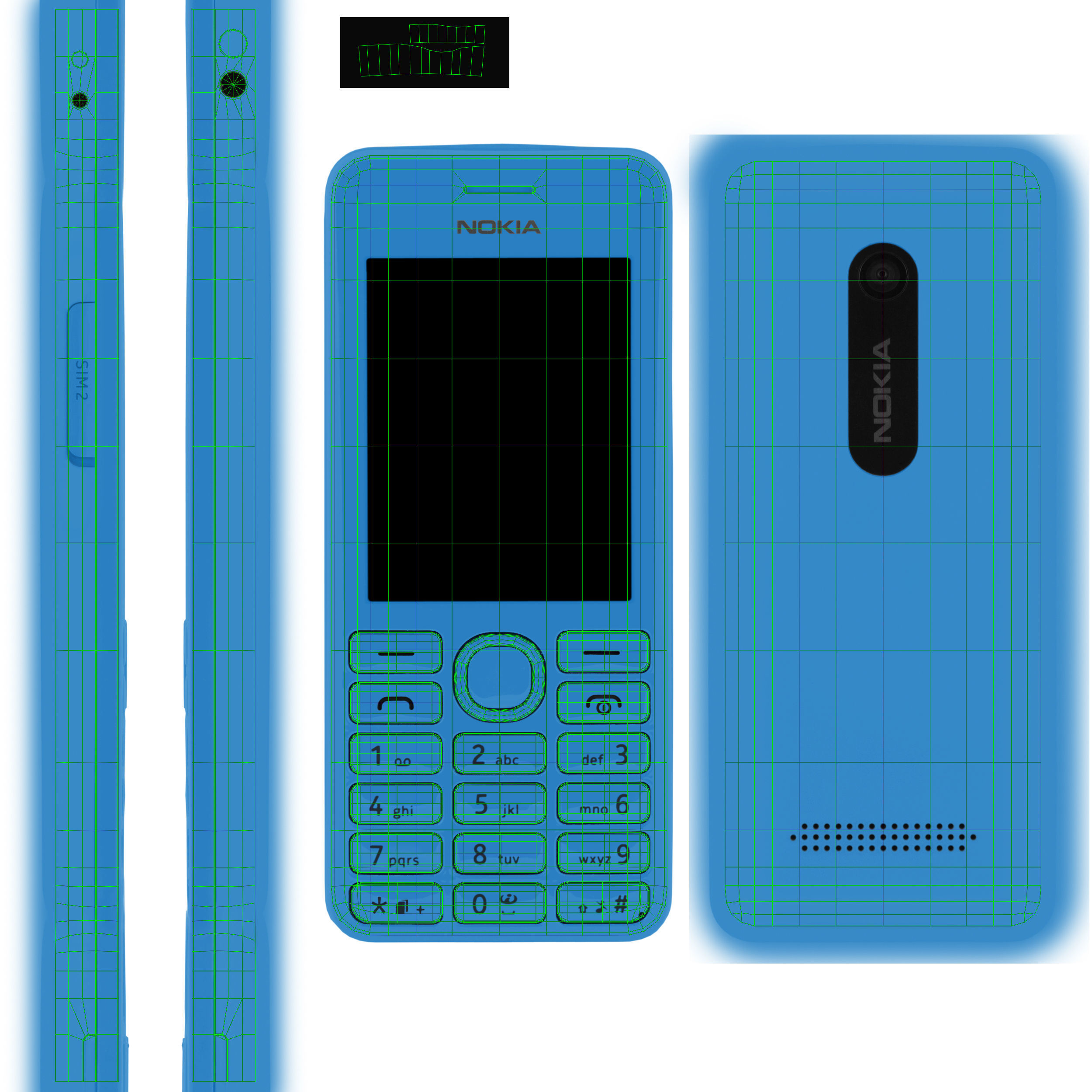 Nokia 206 Dual Sim cellphone 3D model_29