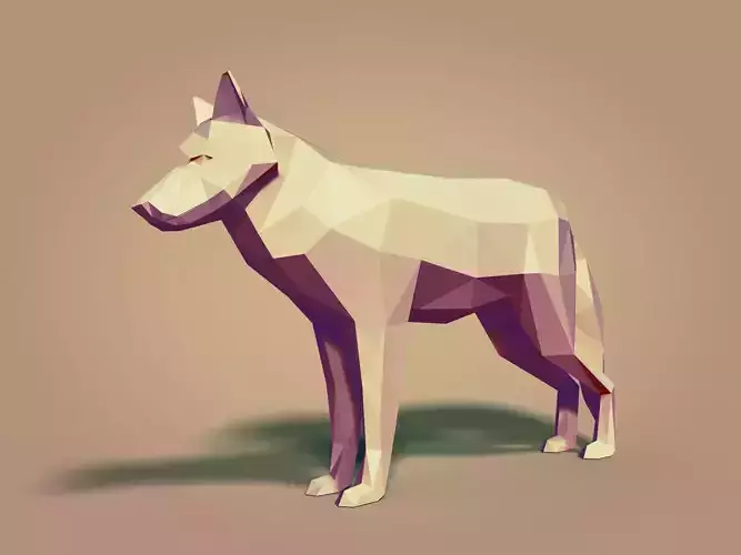 Cartoon Wolf - Dog - Low Poly