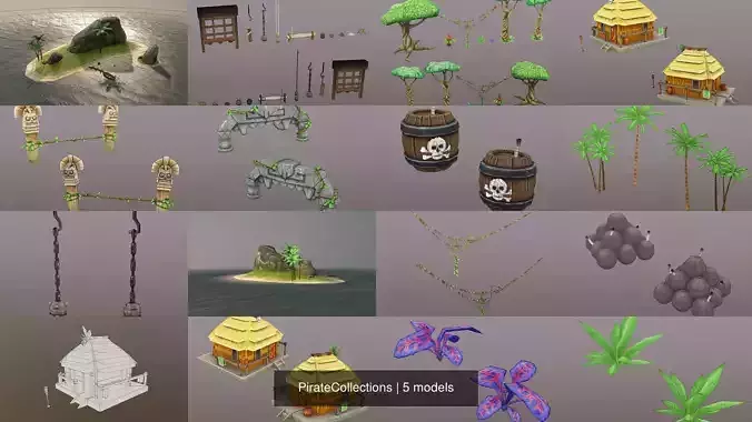 PirateCollections two huts in style of hawaiian village 