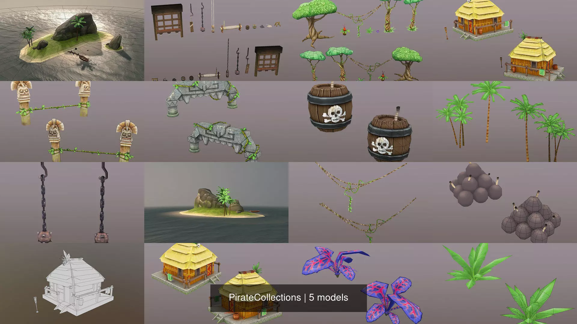 PirateCollections two huts in style of hawaiian village _0