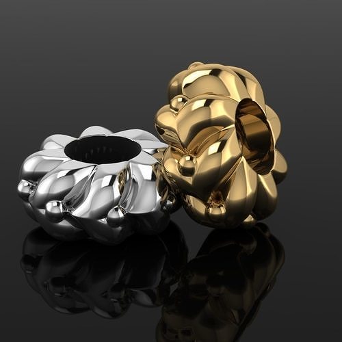 Wheel gold and silver bead charm 3D print model