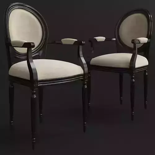  round back dining chairs with arms 3d model