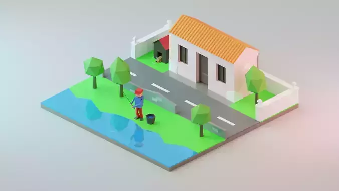 Lowpoly Isometric Street