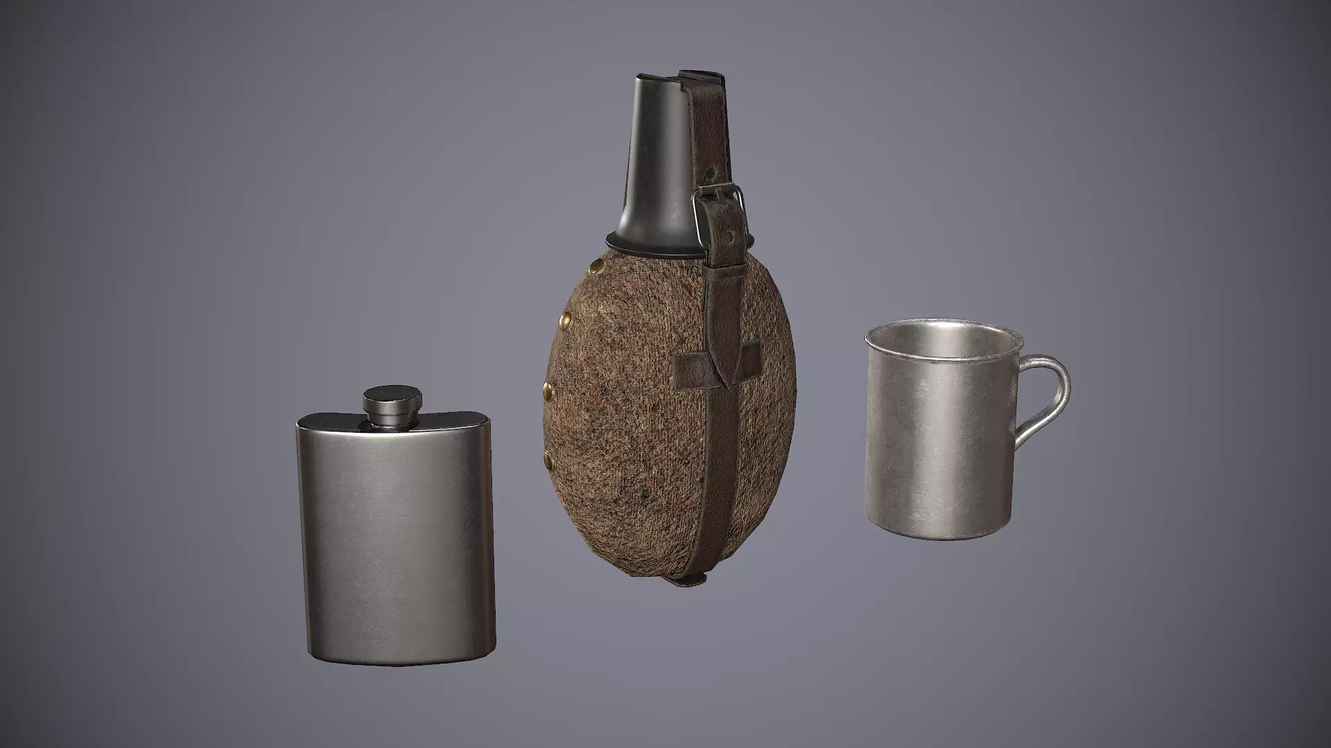 Old Flasks Low-poly 3D model