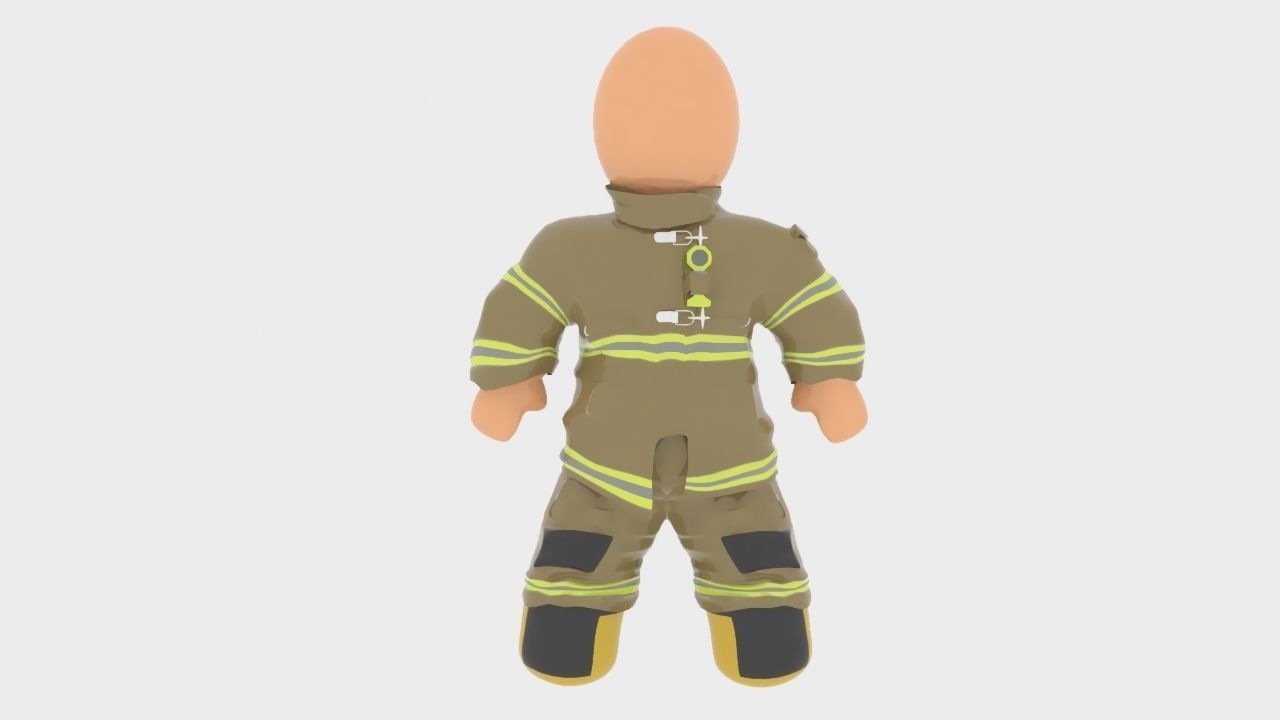 3D Fireman Costume Model Low-poly 3D model_2
