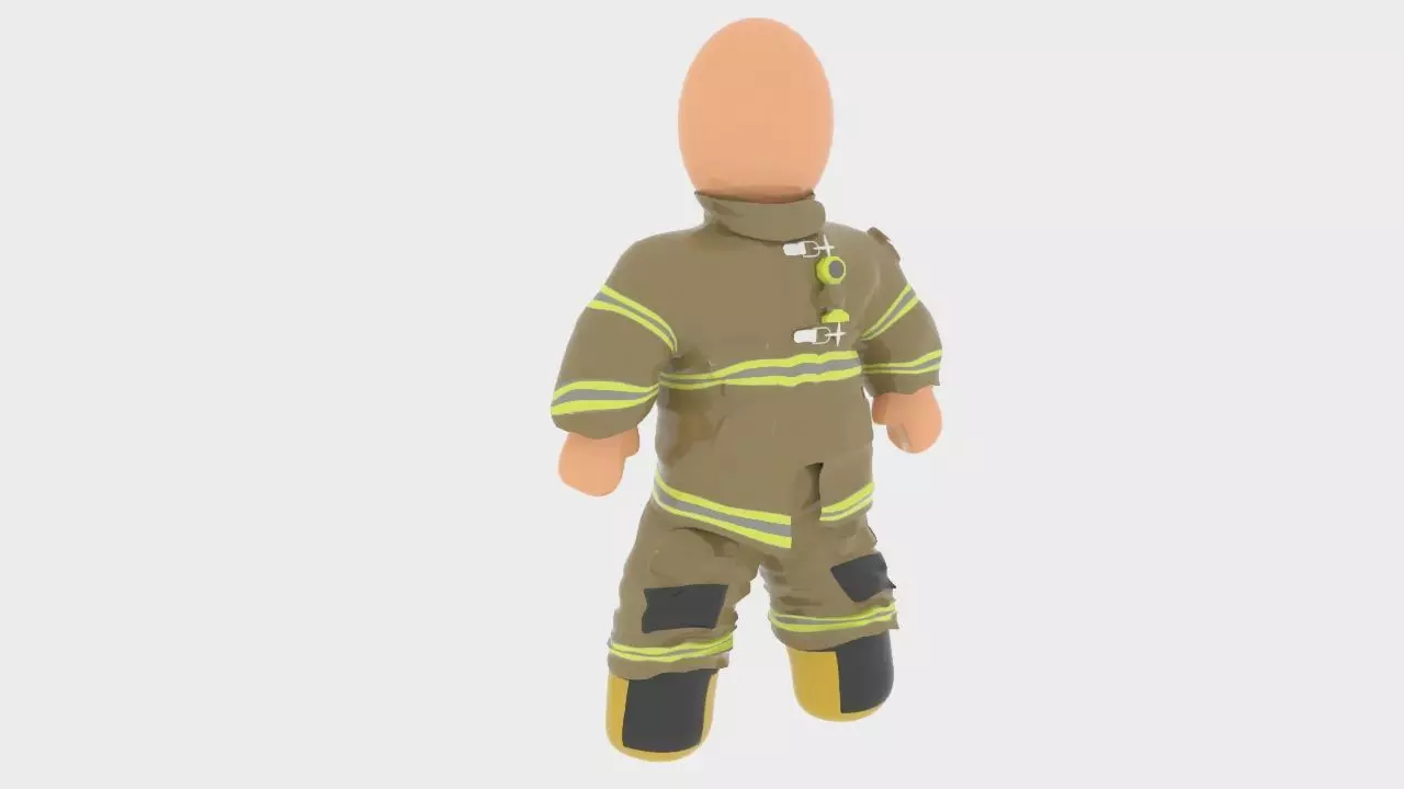 3D Fireman Costume Model Low-poly 3D model_0