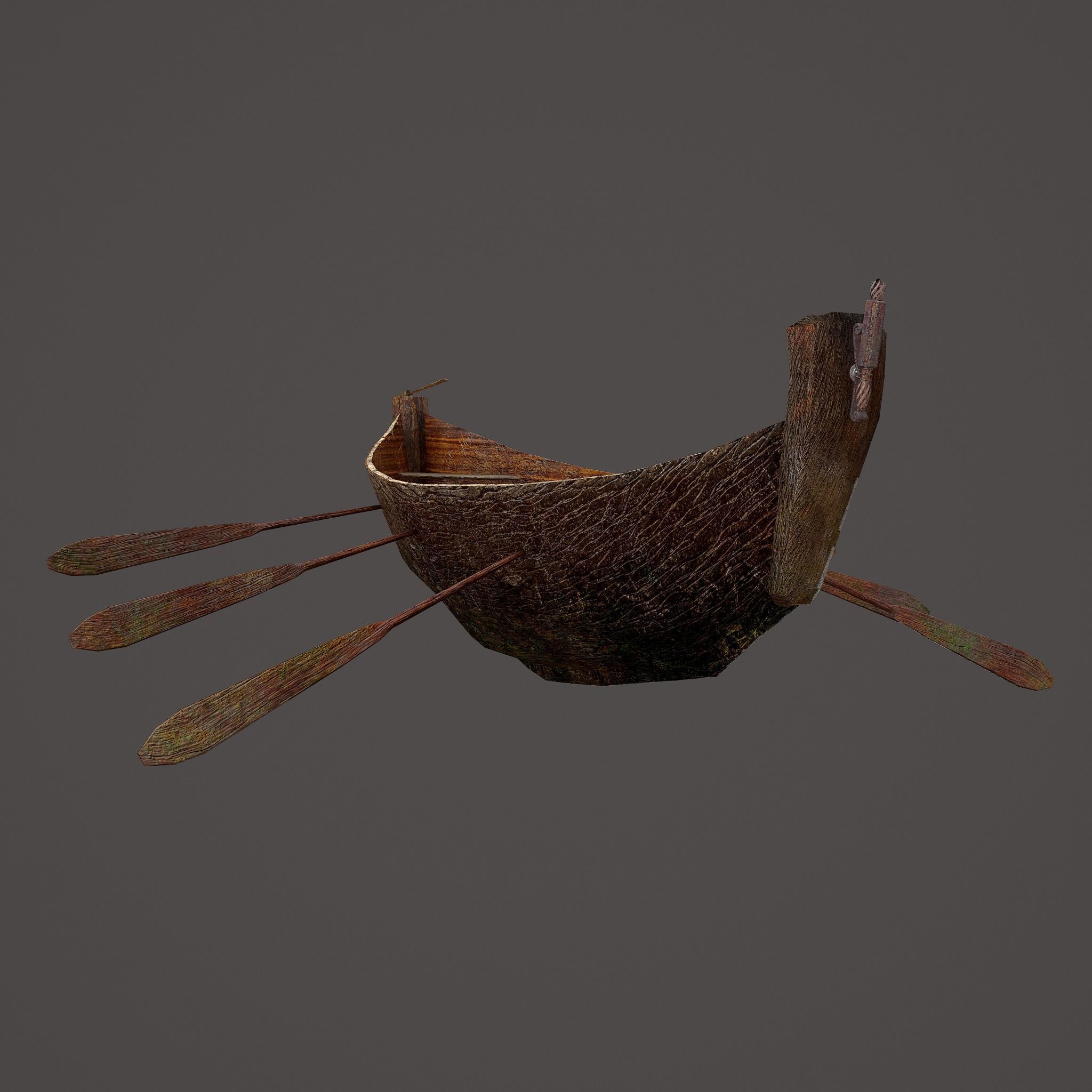 Wooden Viking Boat Low-poly 3D model_18