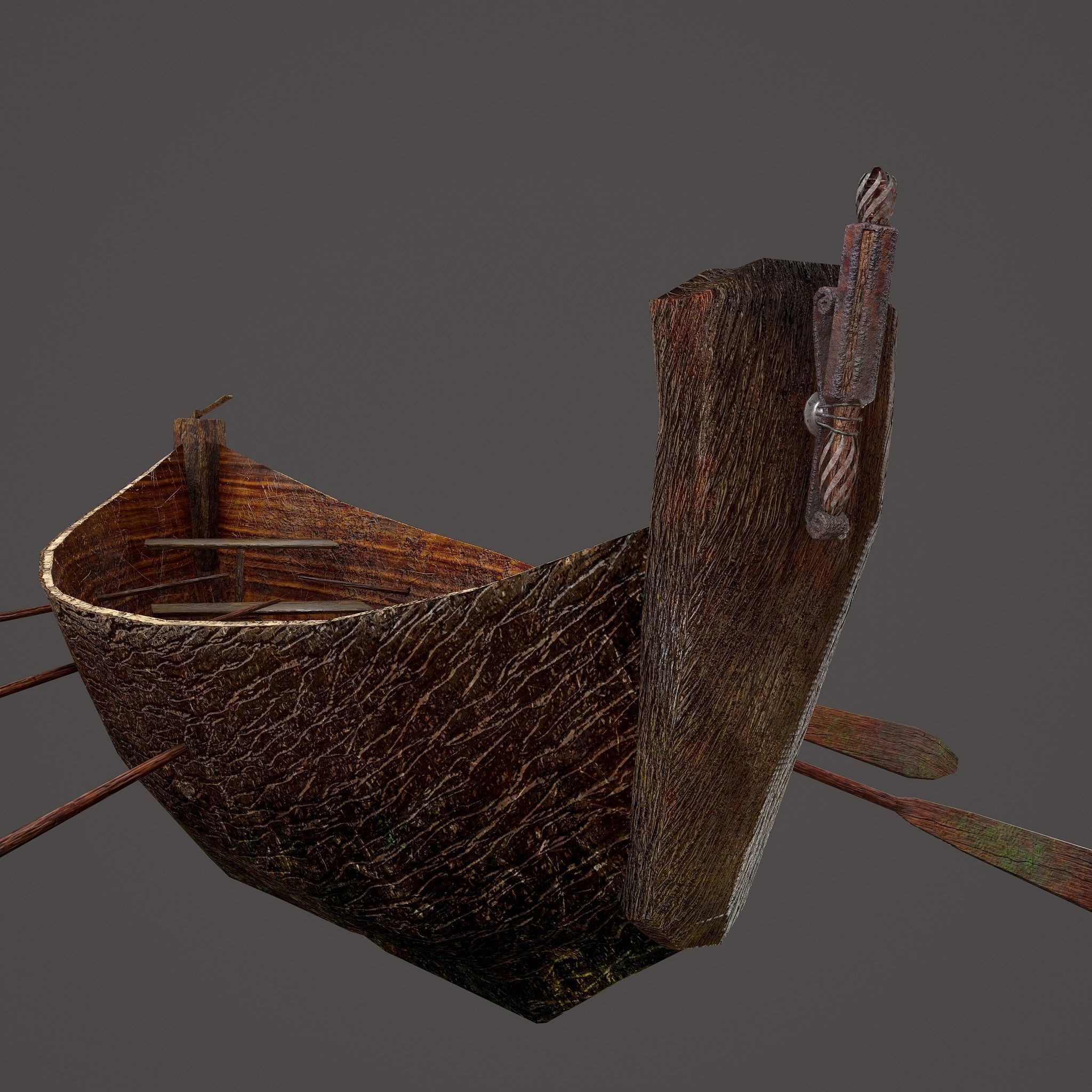 Wooden Viking Boat Low-poly 3D model_19