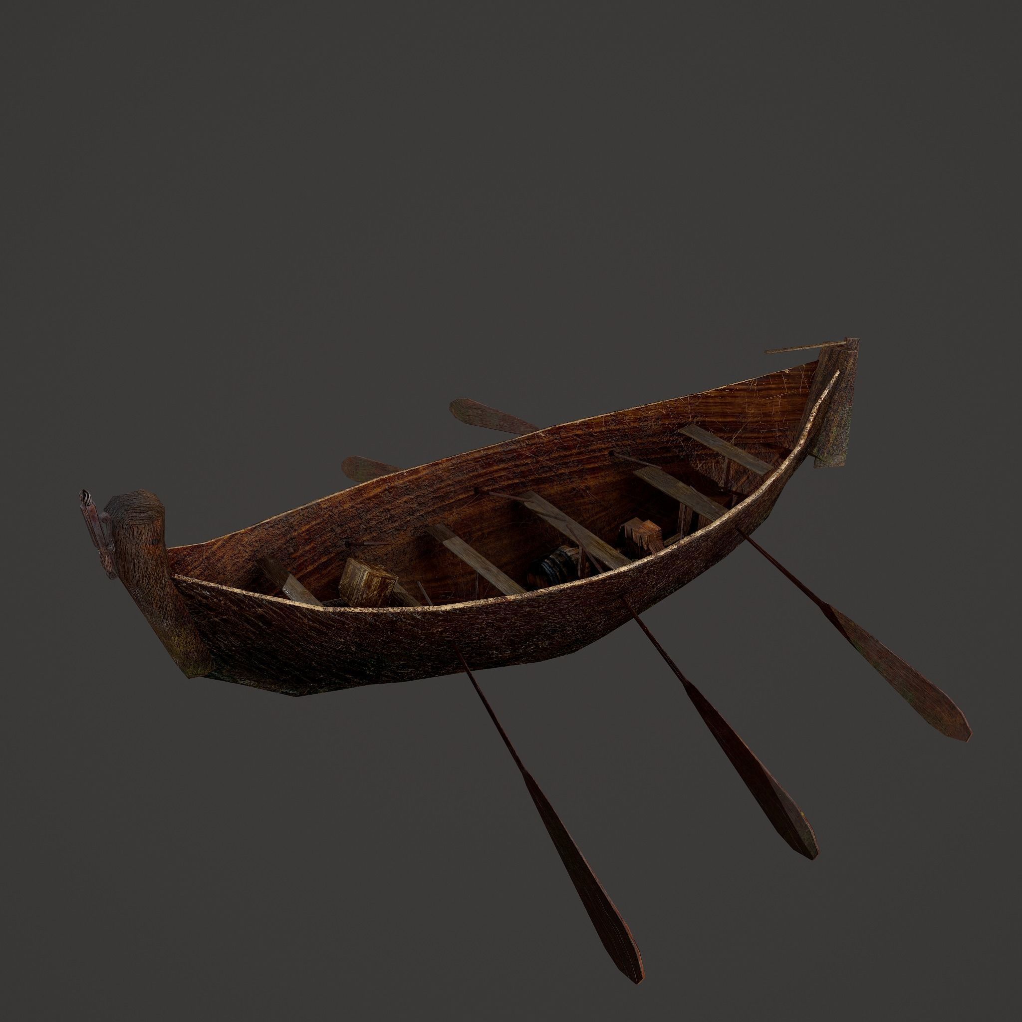 Wooden Viking Boat Low-poly 3D model_25