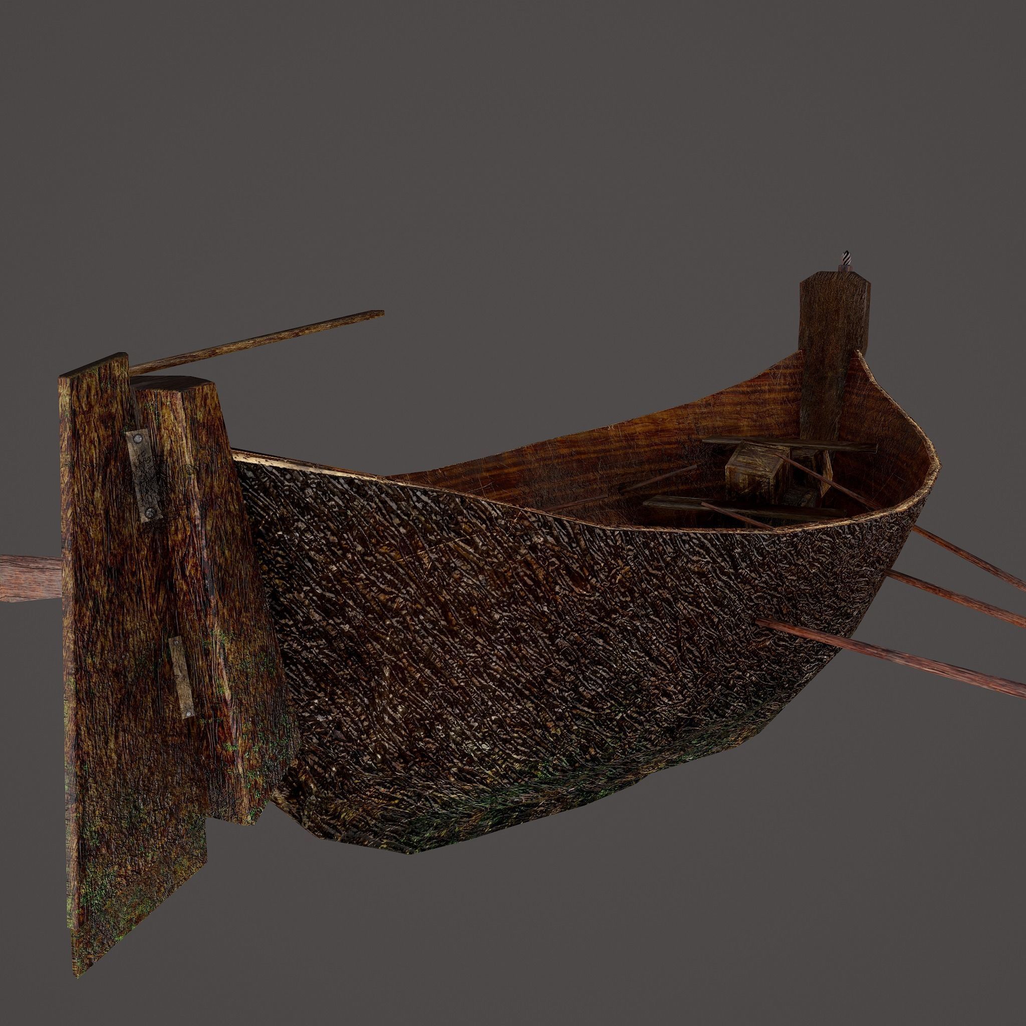 Wooden Viking Boat Low-poly 3D model_15