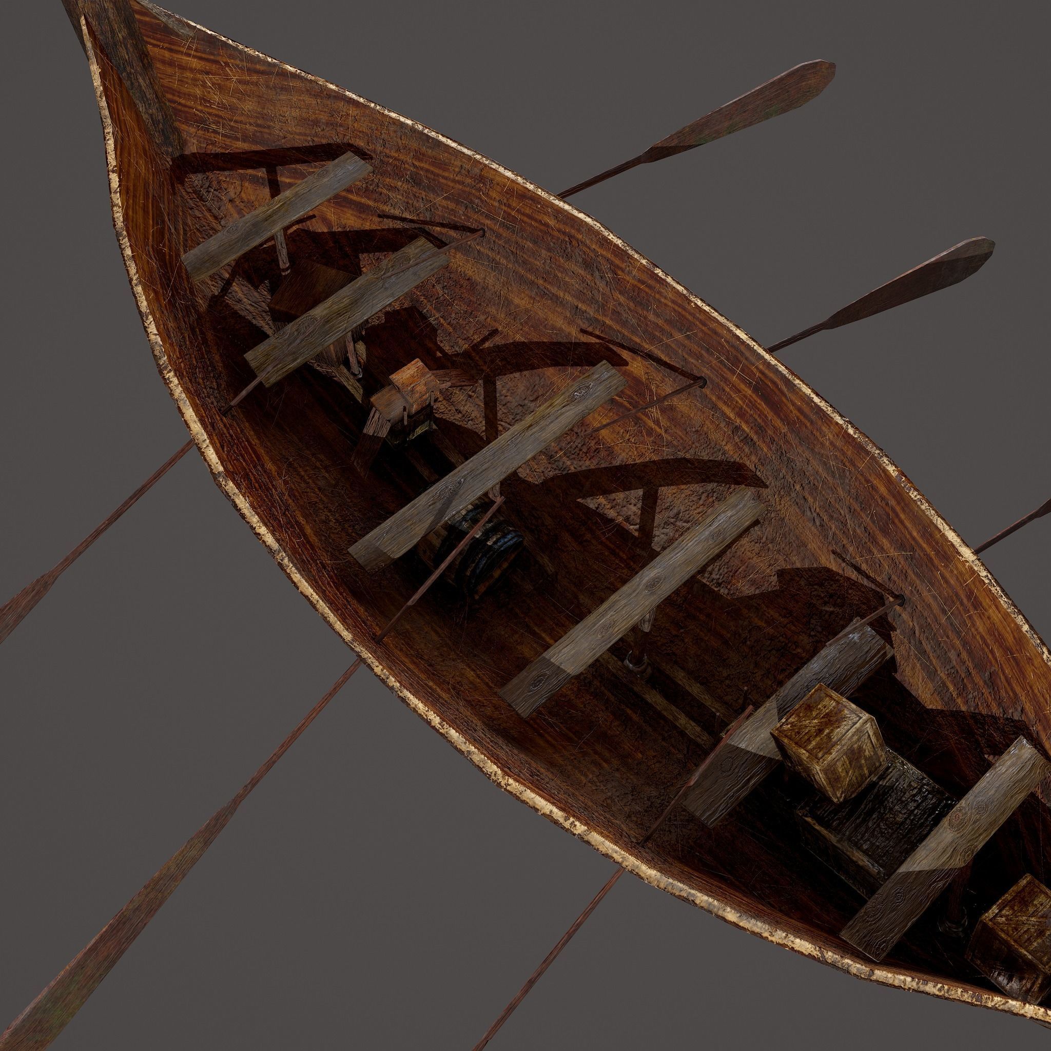 Wooden Viking Boat Low-poly 3D model_7