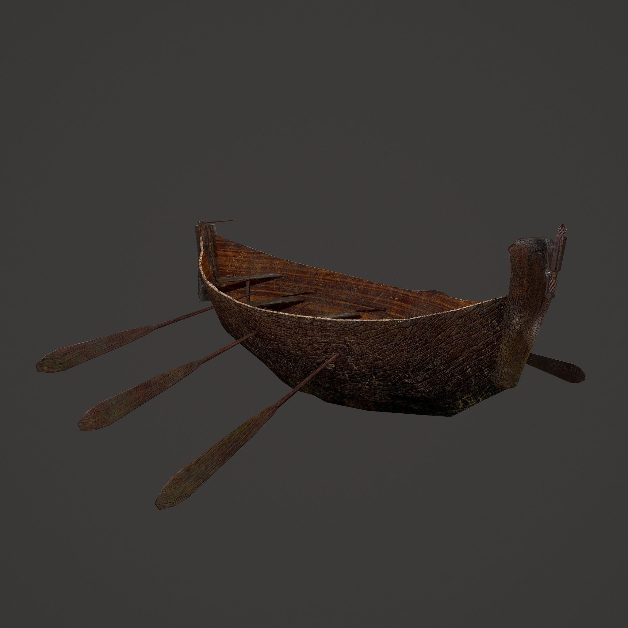 Wooden Viking Boat Low-poly 3D model_5