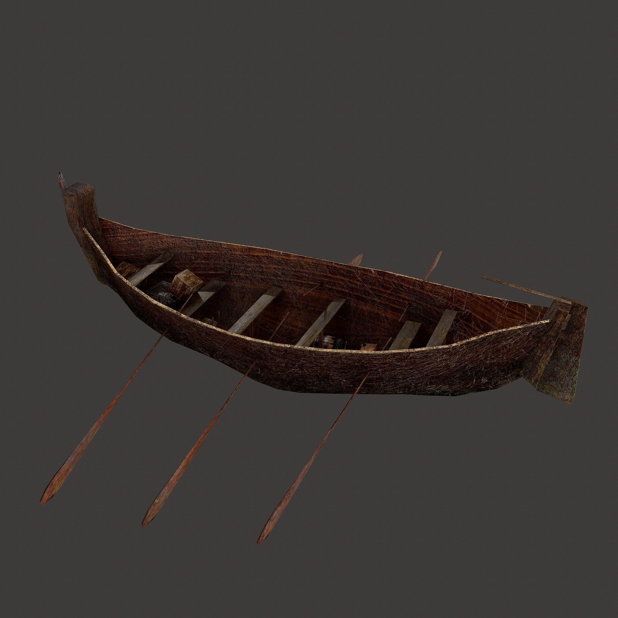 Wooden Viking Boat Low-poly 3D model_24