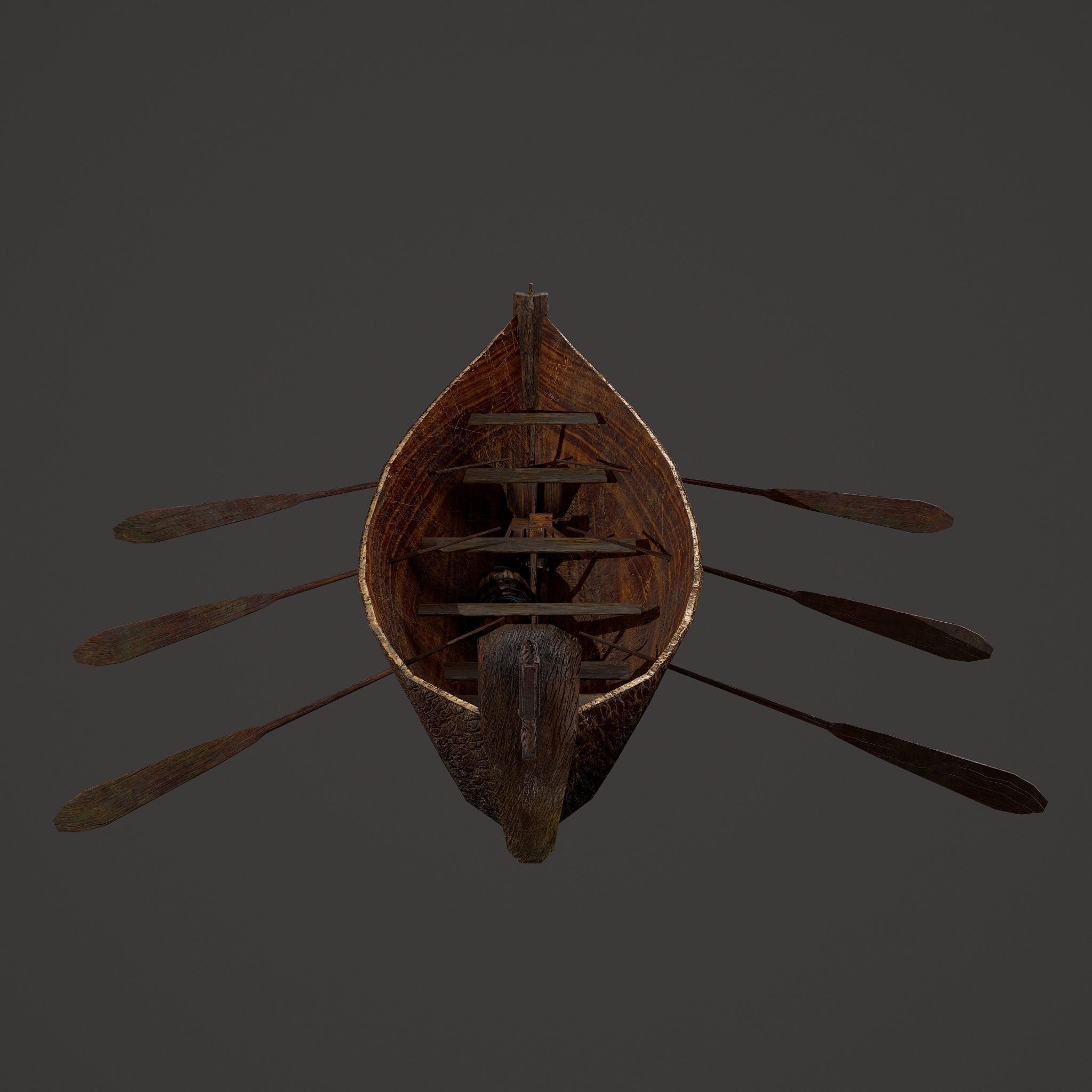 Wooden Viking Boat Low-poly 3D model_3