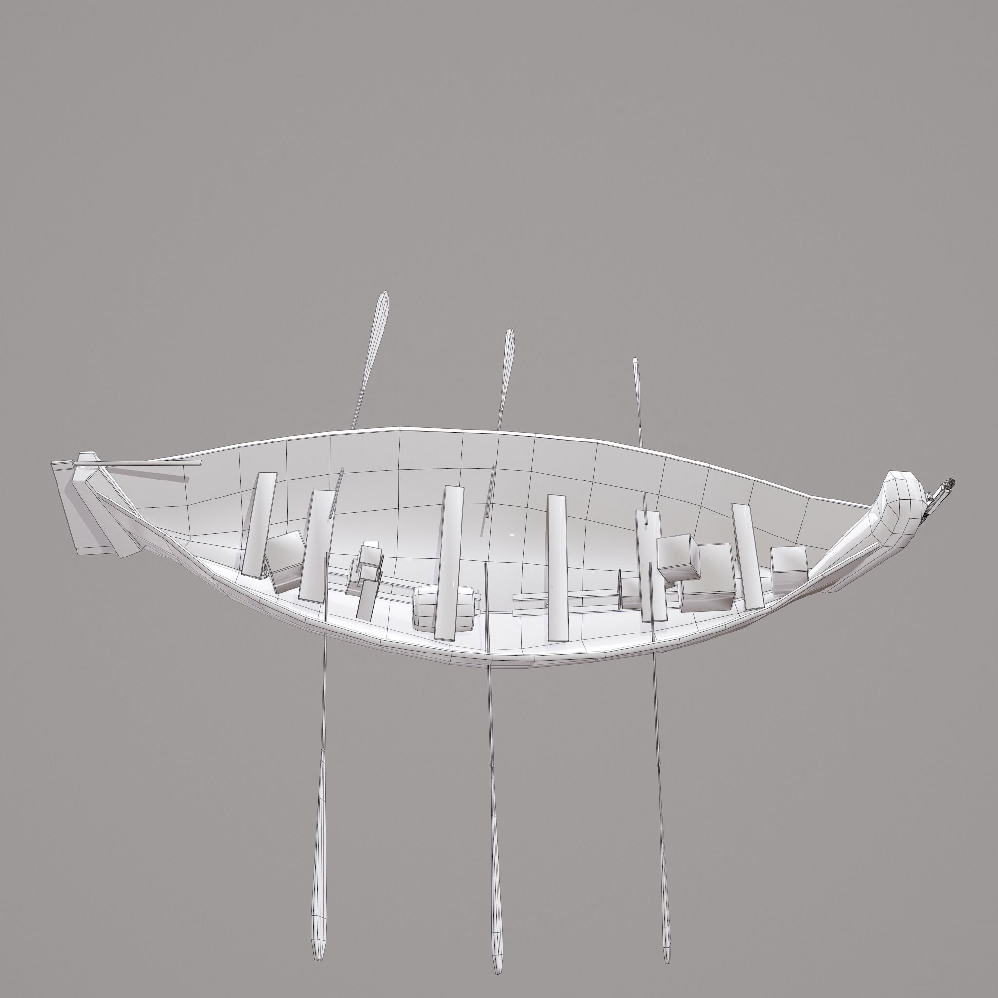 Wooden Viking Boat Low-poly 3D model_28