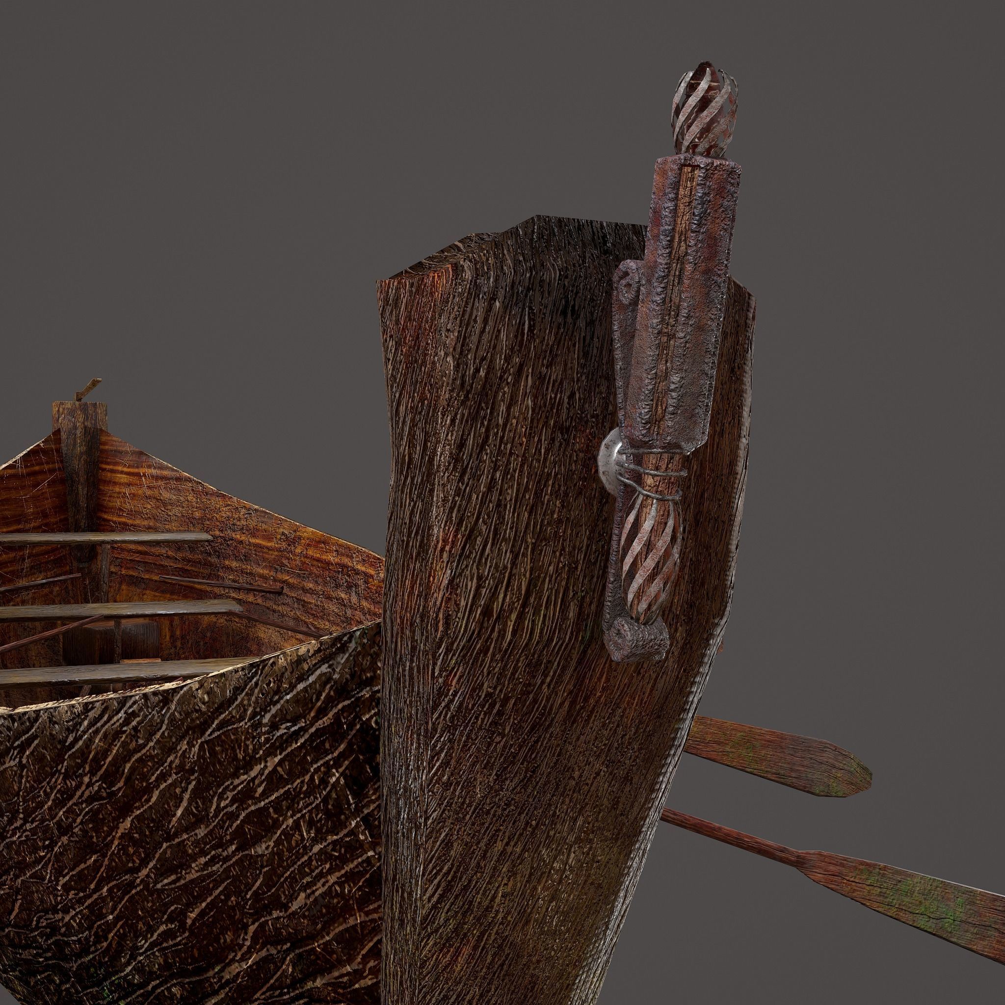 Wooden Viking Boat Low-poly 3D model_20