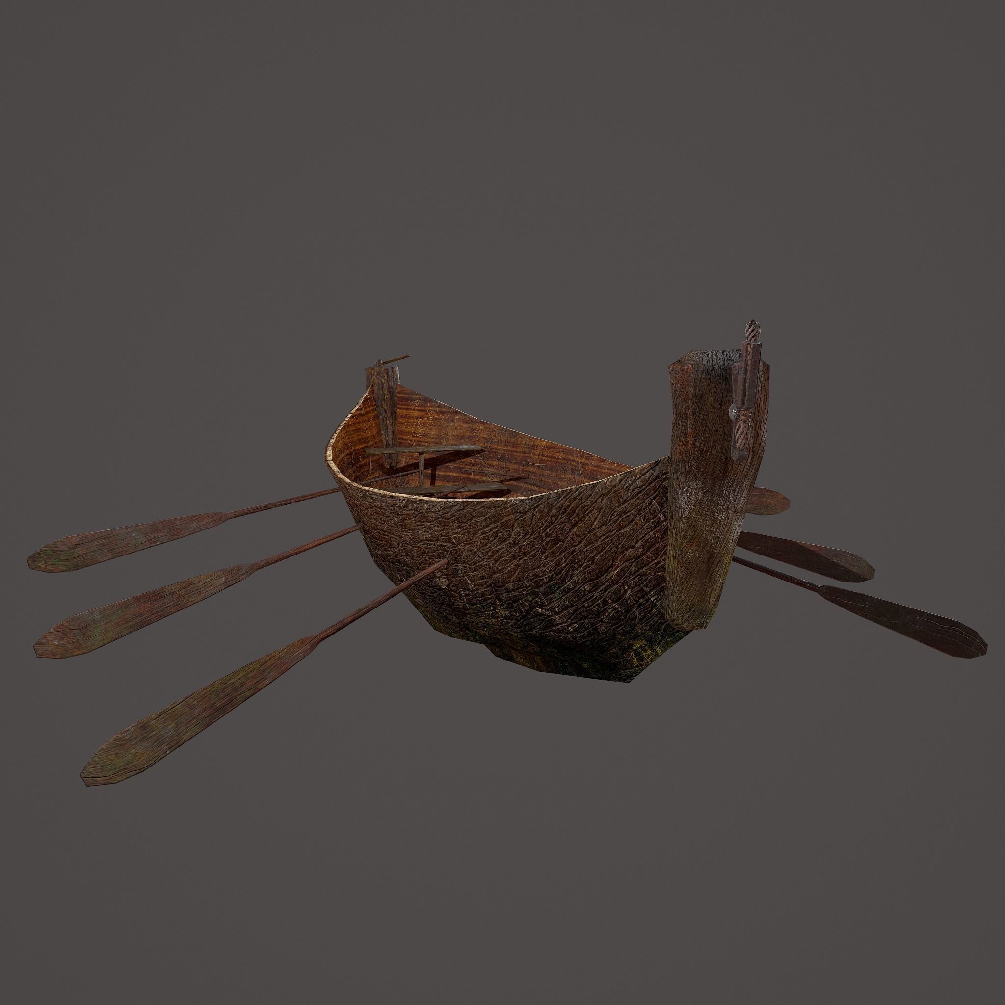 Wooden Viking Boat Low-poly 3D model_2
