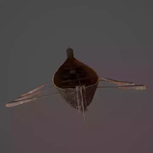 Wooden Viking Boat Low-poly 3D model