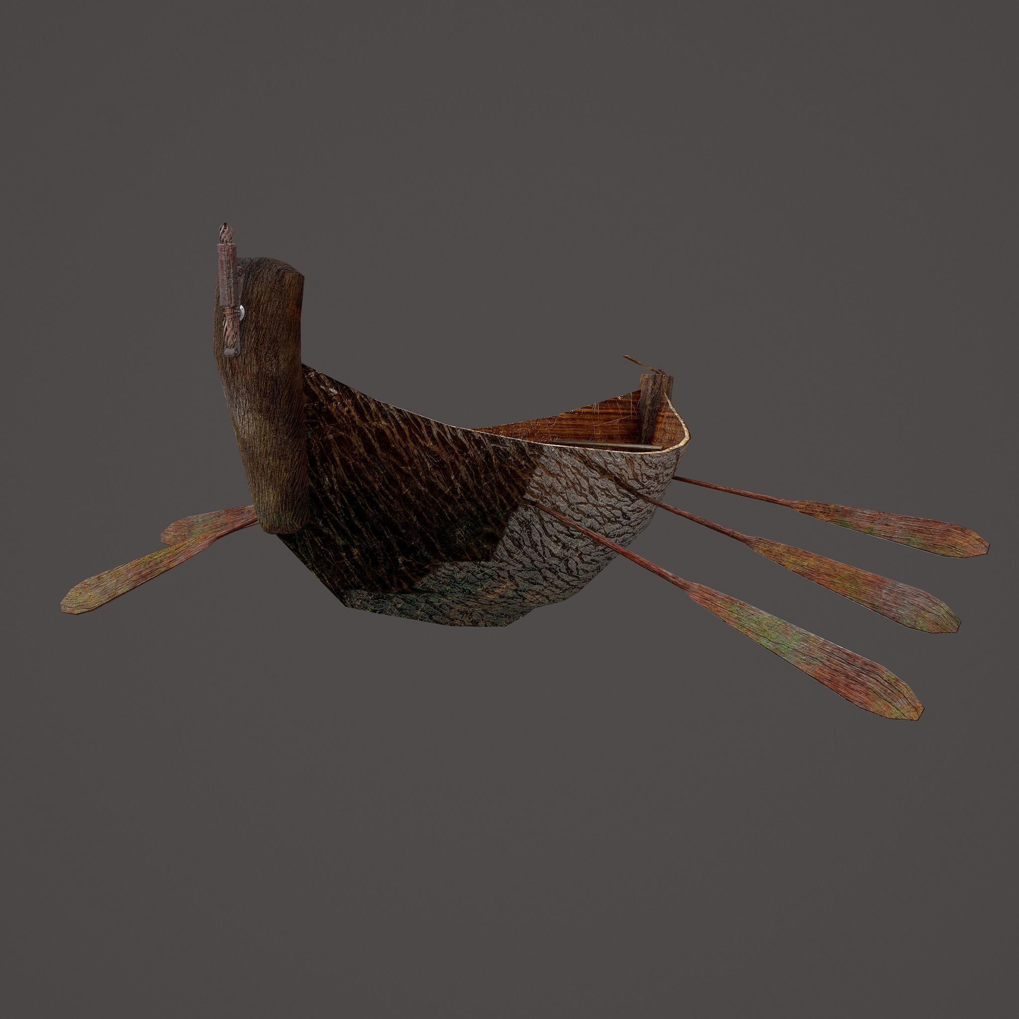 Wooden Viking Boat Low-poly 3D model_16