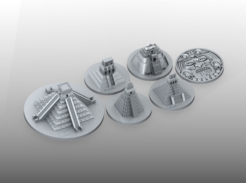 Mayan Pyramids and Calendar center - Tzolkin 3D print model_1
