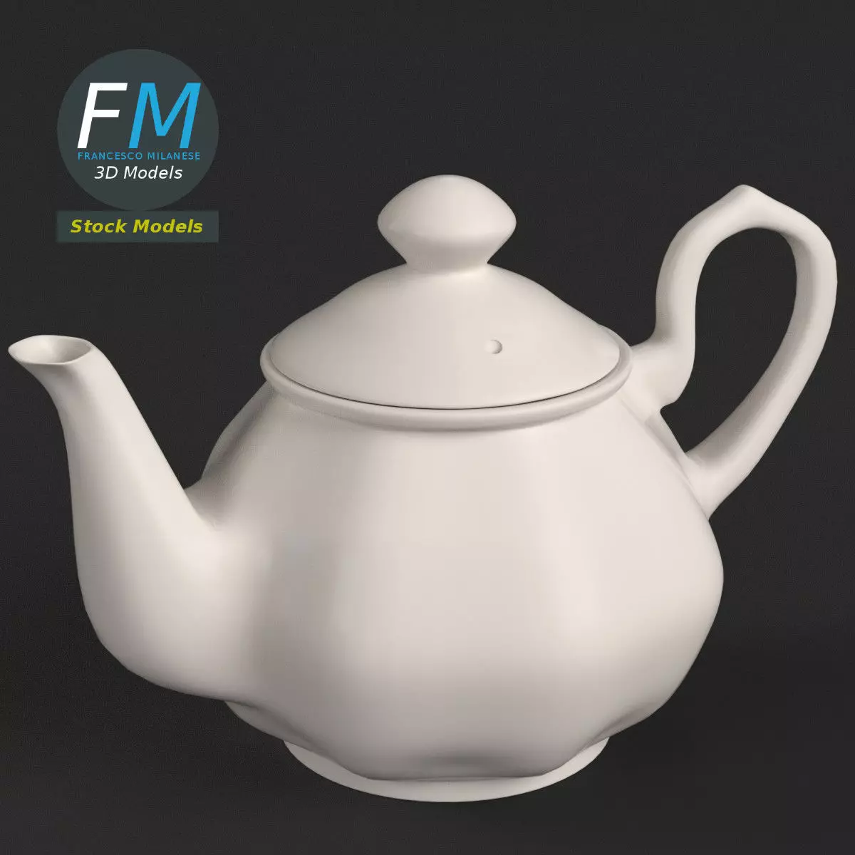 Porcelain teapot 2 3D model_0