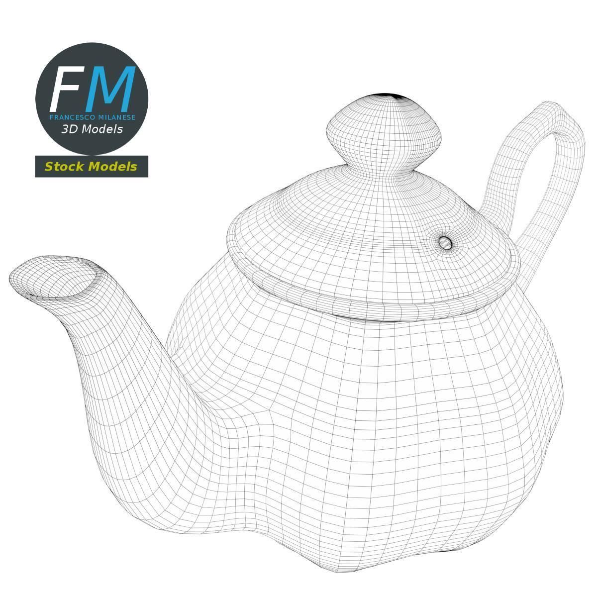 Porcelain teapot 2 3D model_7