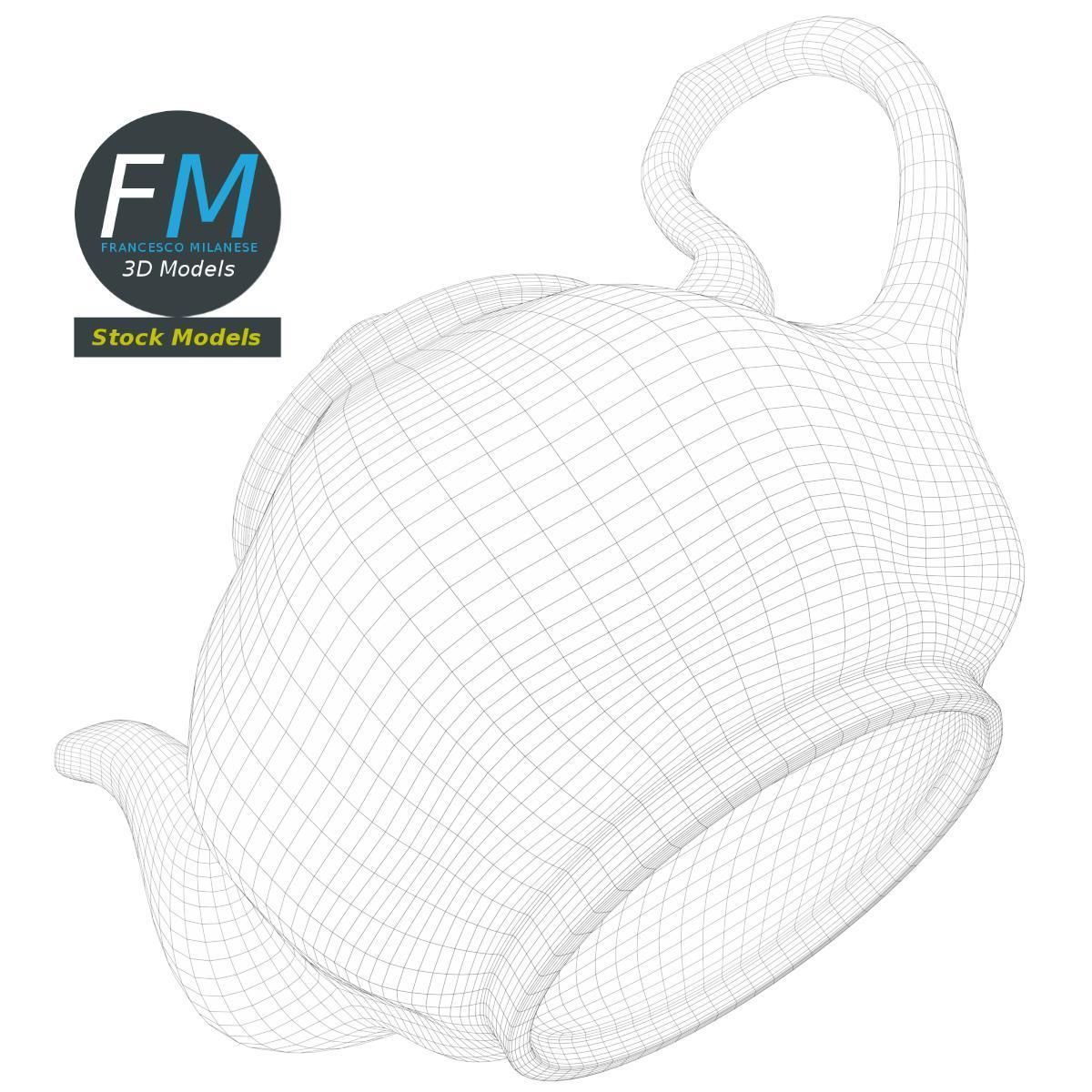 Porcelain teapot 2 3D model_8