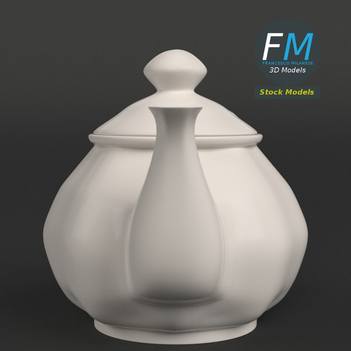 Porcelain teapot 2 3D model_4