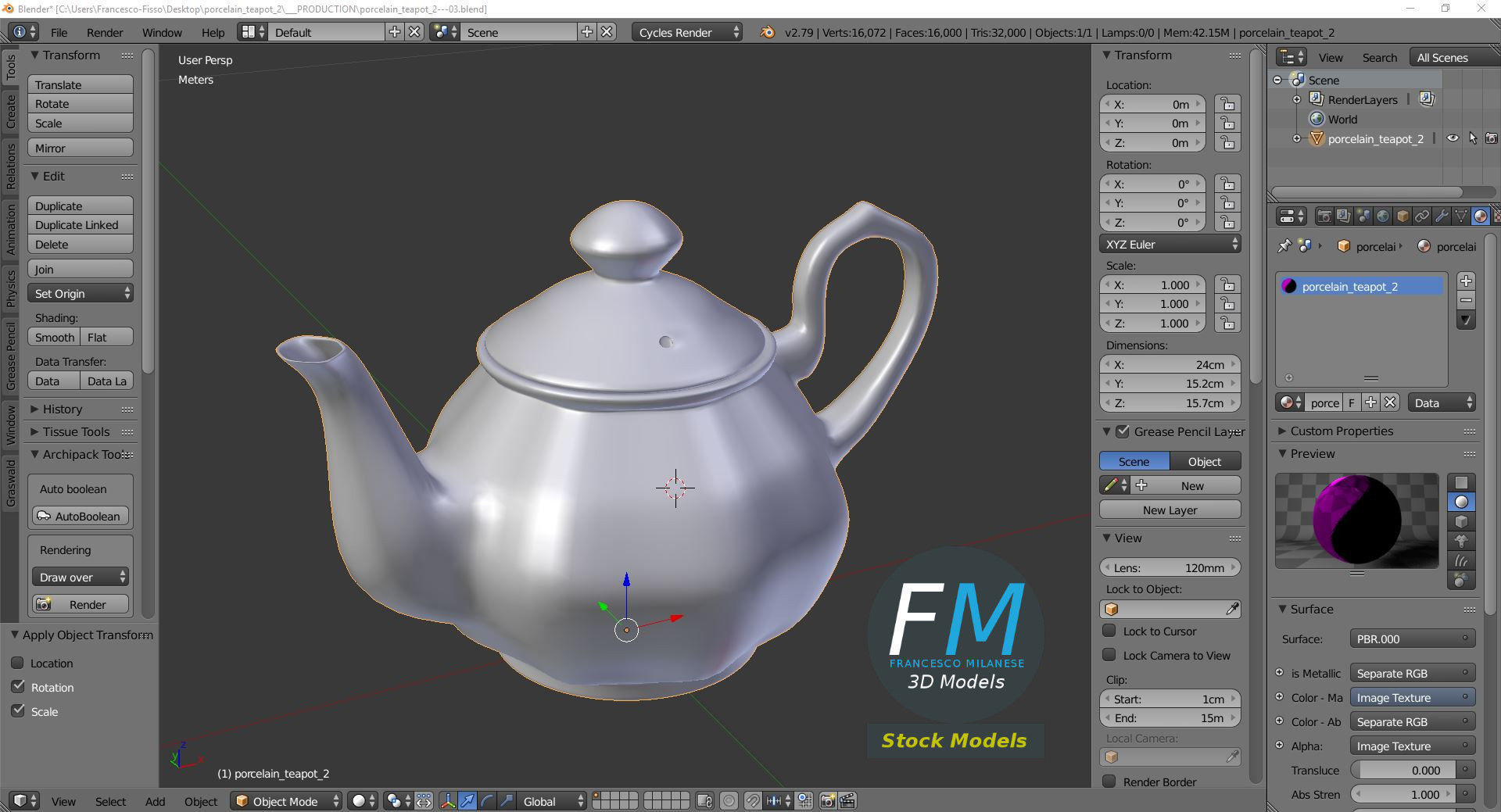 Porcelain teapot 2 3D model_9