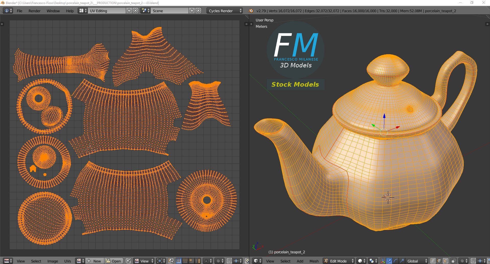 Porcelain teapot 2 3D model_10
