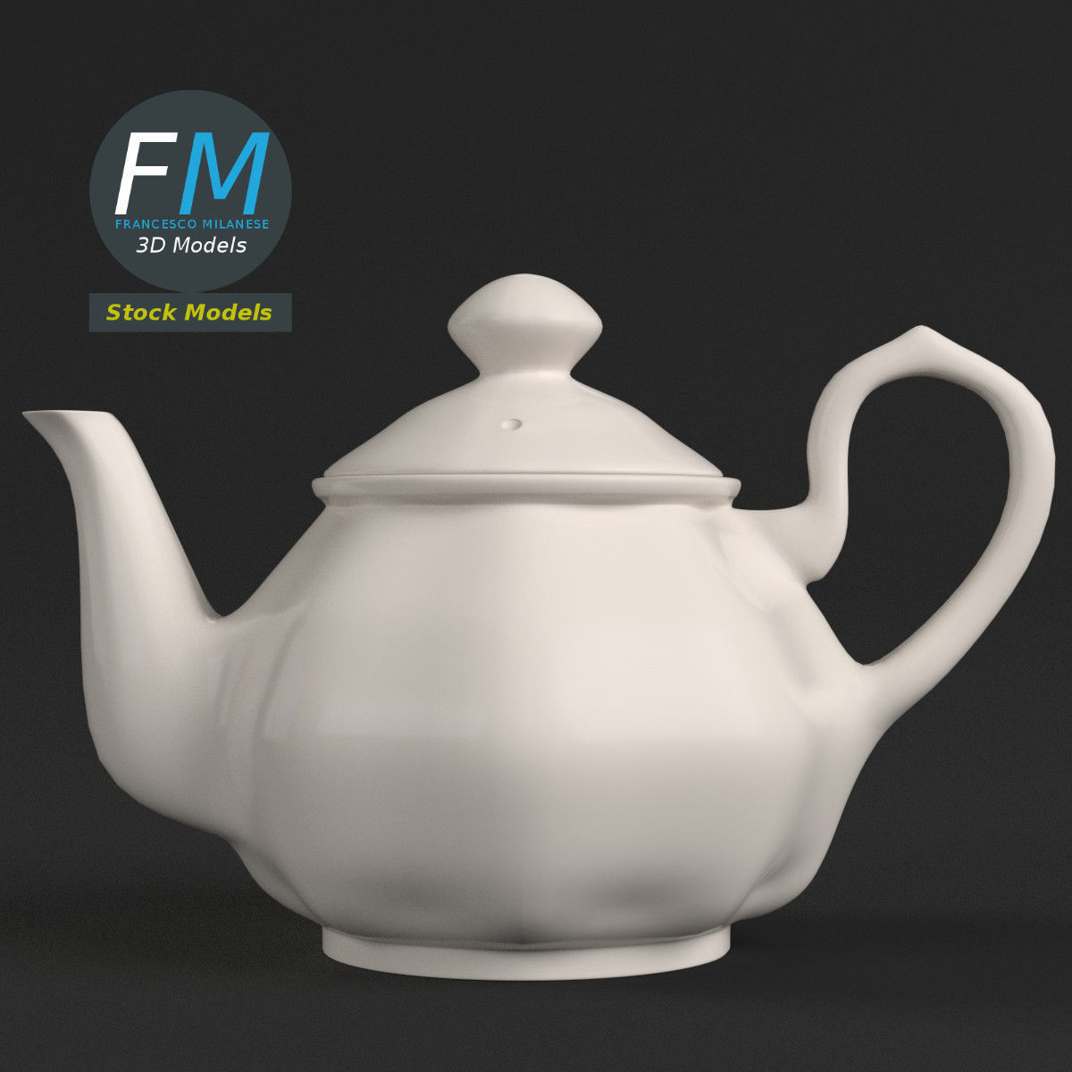 Porcelain teapot 2 3D model_3