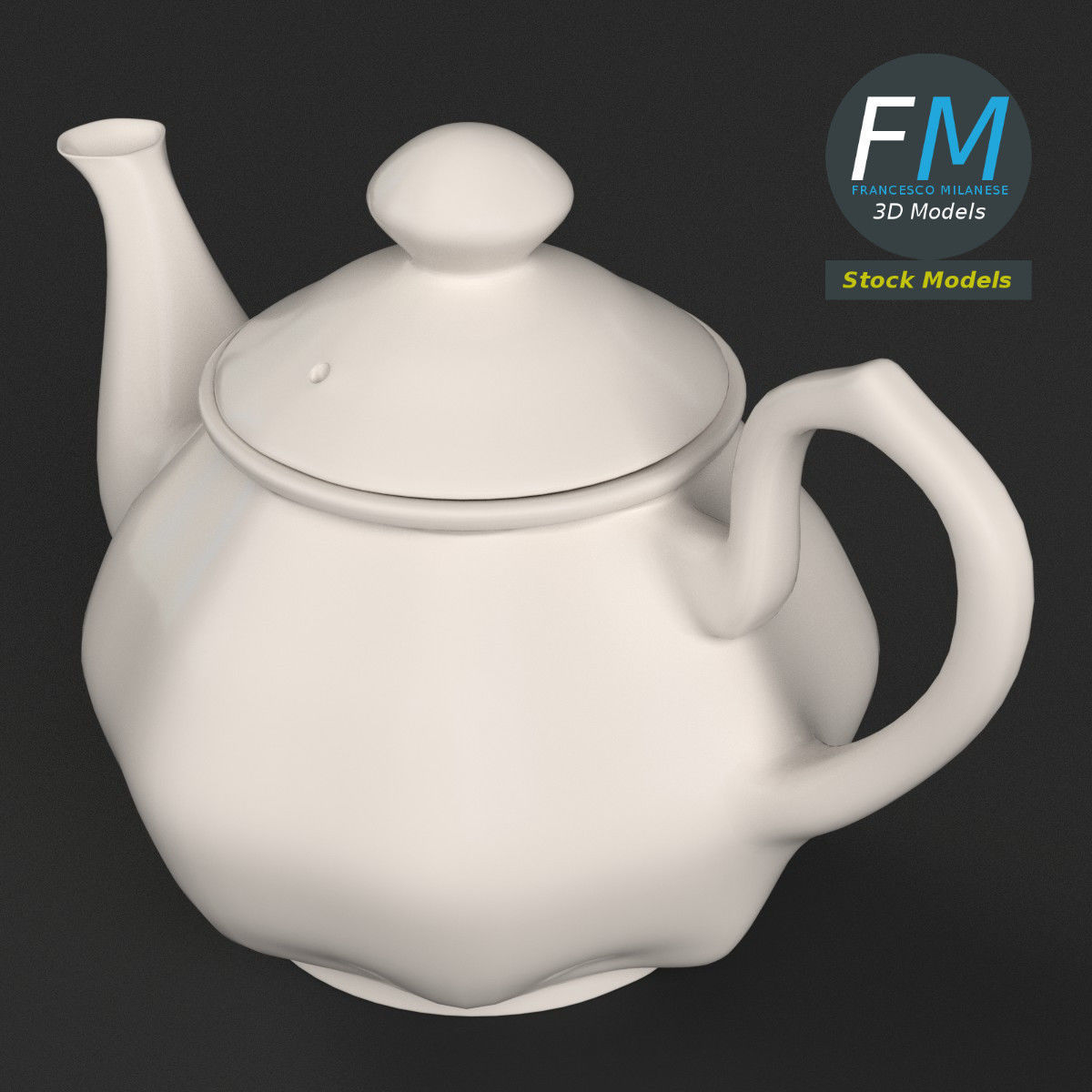 Porcelain teapot 2 3D model_2