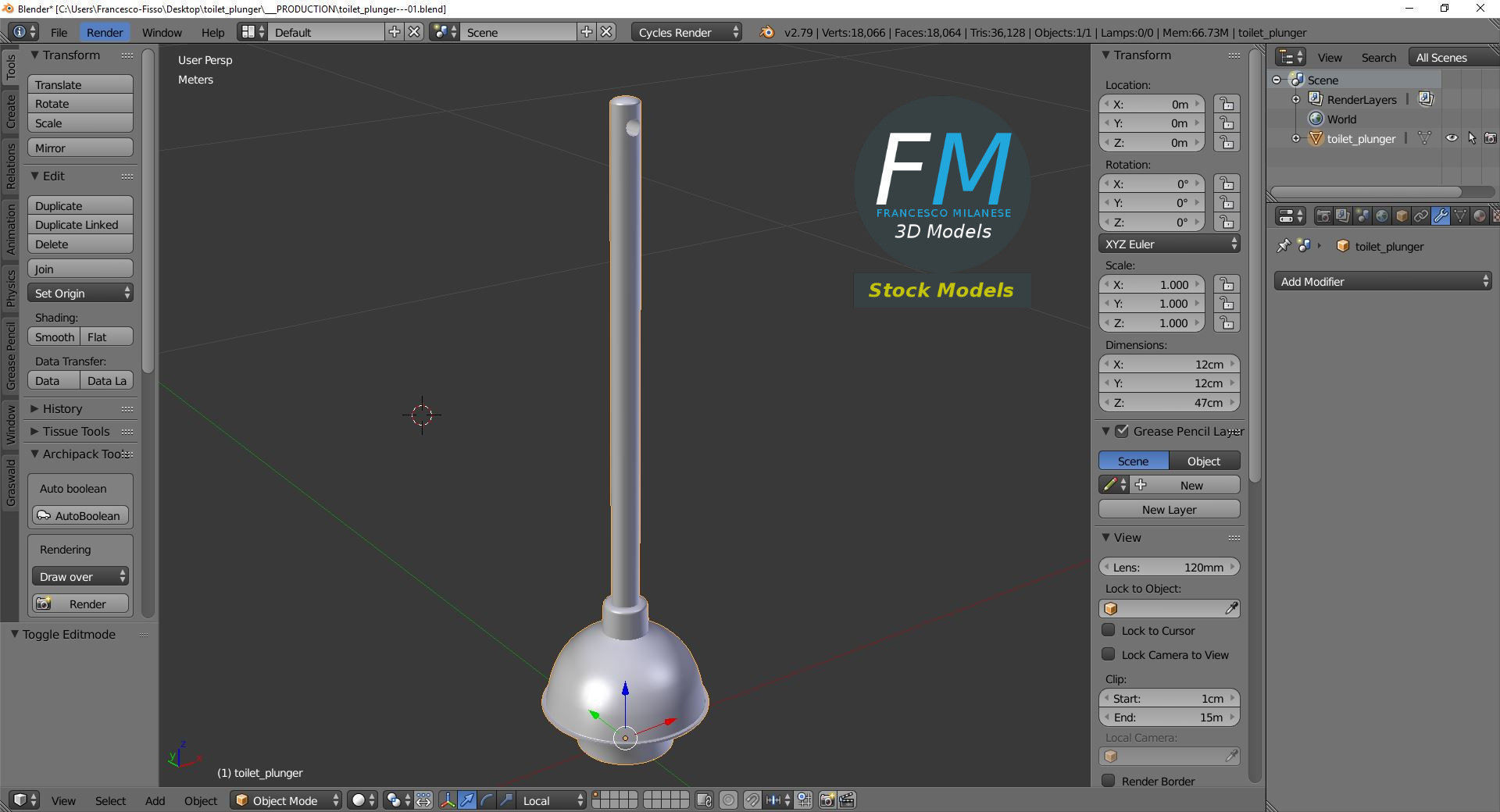 Toilet plunger 3D model_9