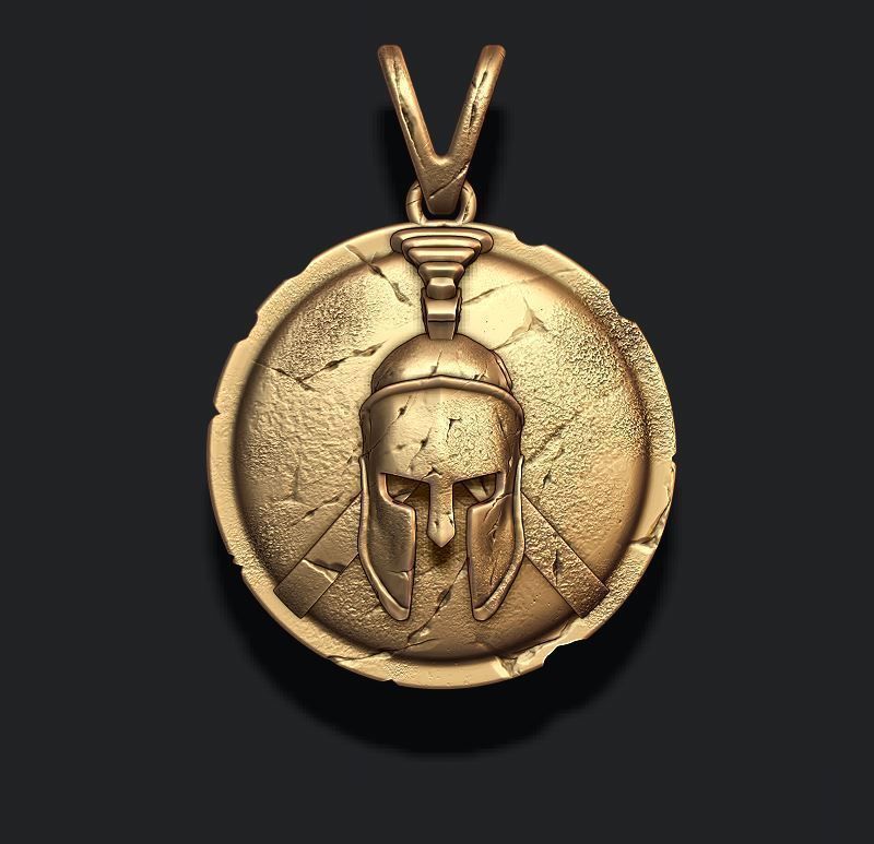 Spartan Helmet Shield pendant 3D print model_1