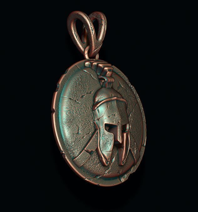 Spartan Helmet Shield pendant 3D print model_2