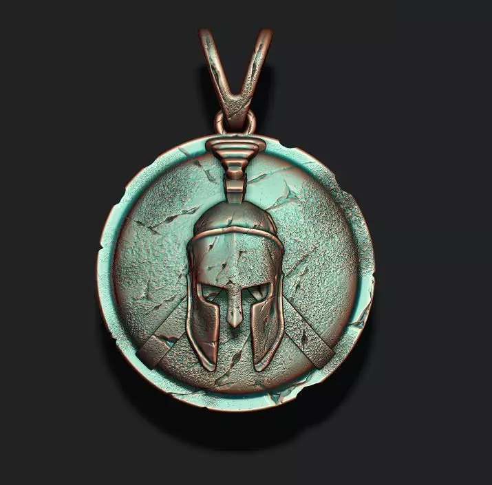 Spartan Helmet Shield pendant 3D print model_0