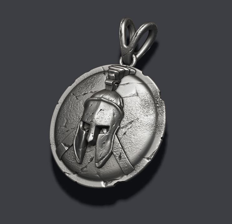 Spartan Helmet Shield pendant 3D print model_5