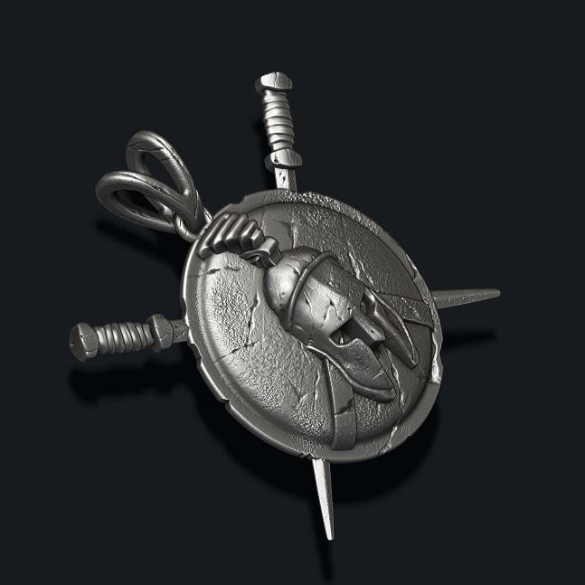 Spartan Helmet Shield Sword pendant 3D print model_4