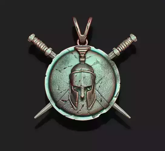 Spartan Helmet Shield Sword pendant