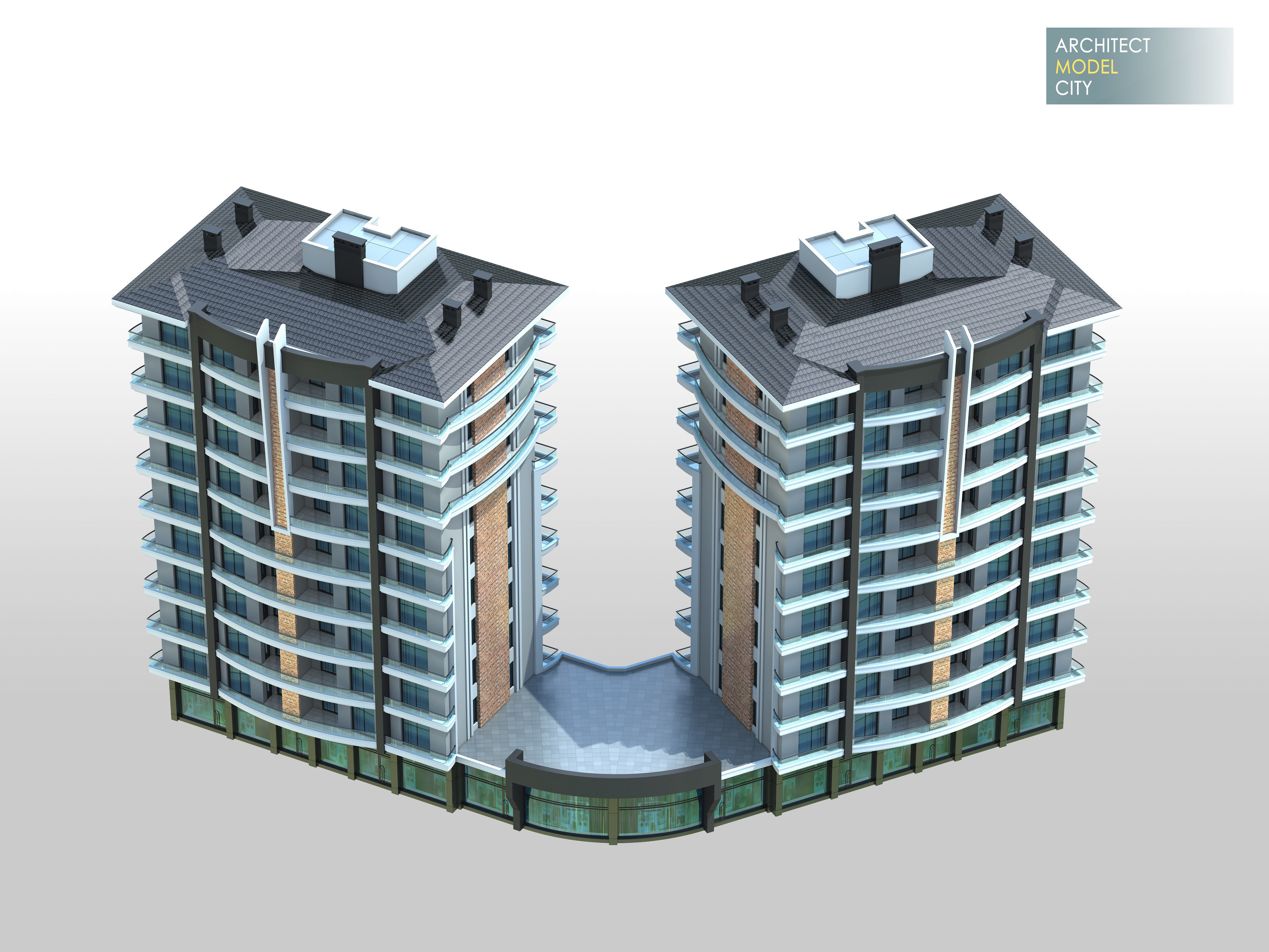 Architectural 3d Model with Render Scene Low-poly 3D model_4