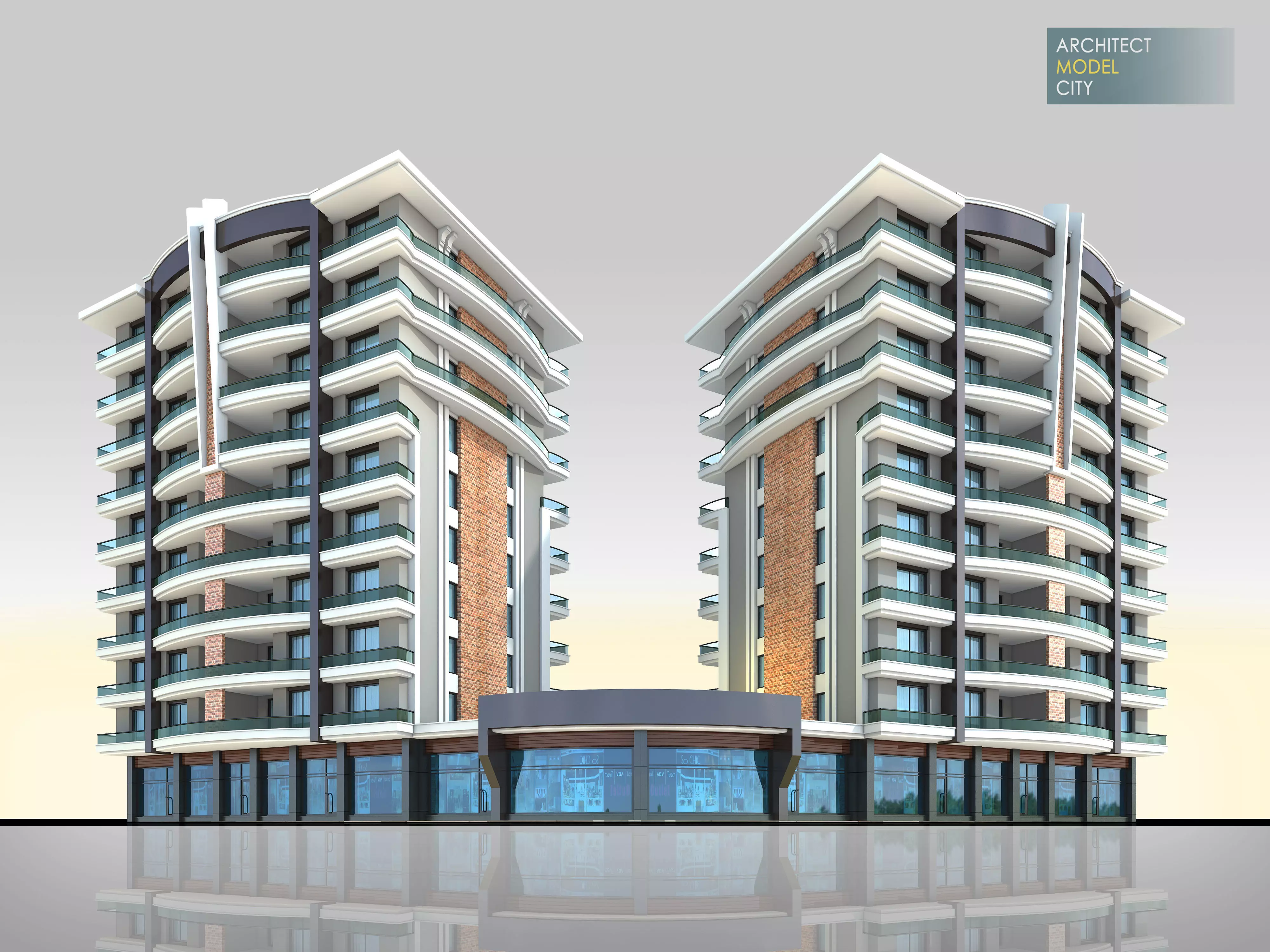 Architectural 3d Model with Render Scene Low-poly 3D model_0