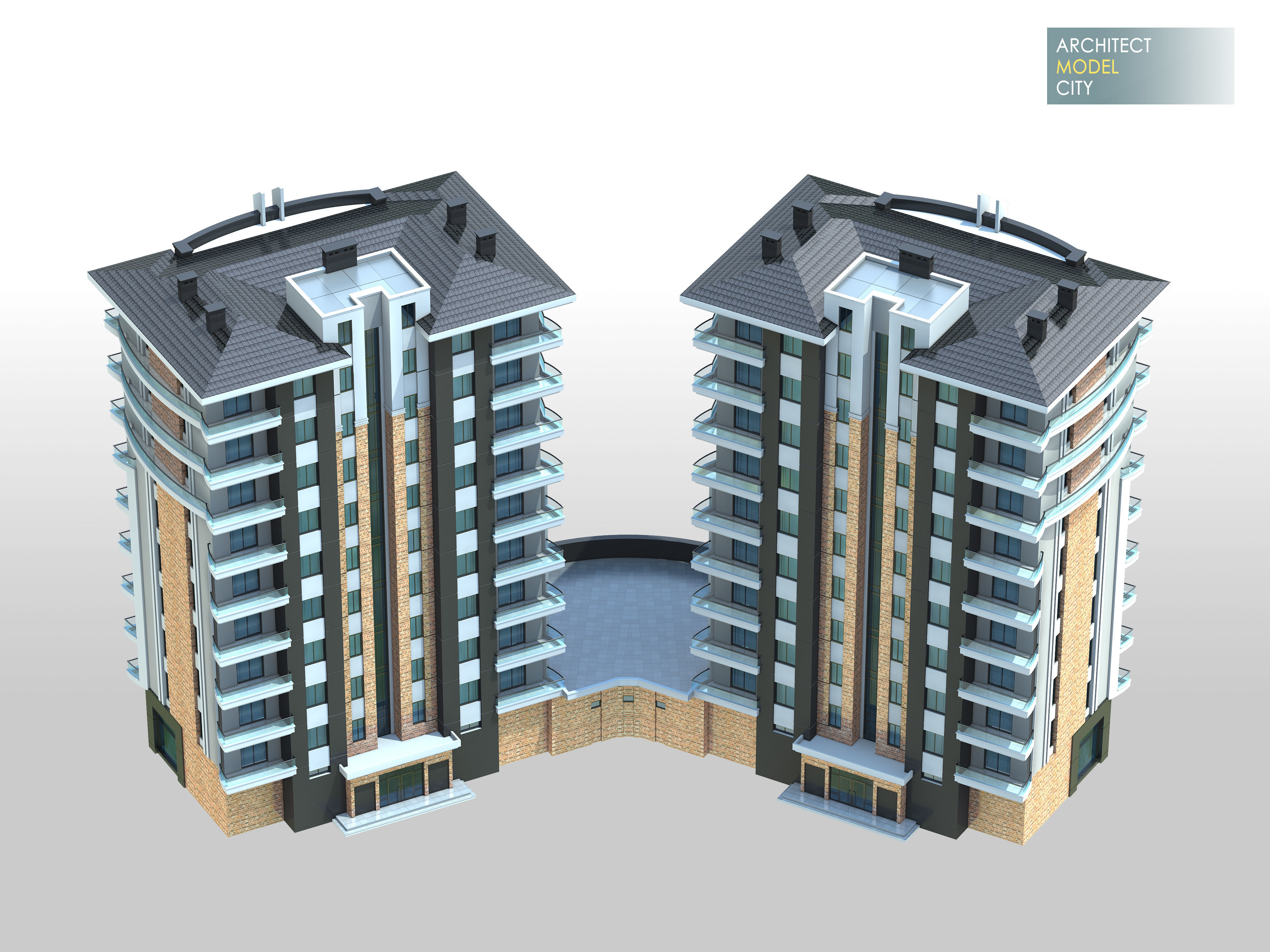 Architectural 3d Model with Render Scene Low-poly 3D model_5