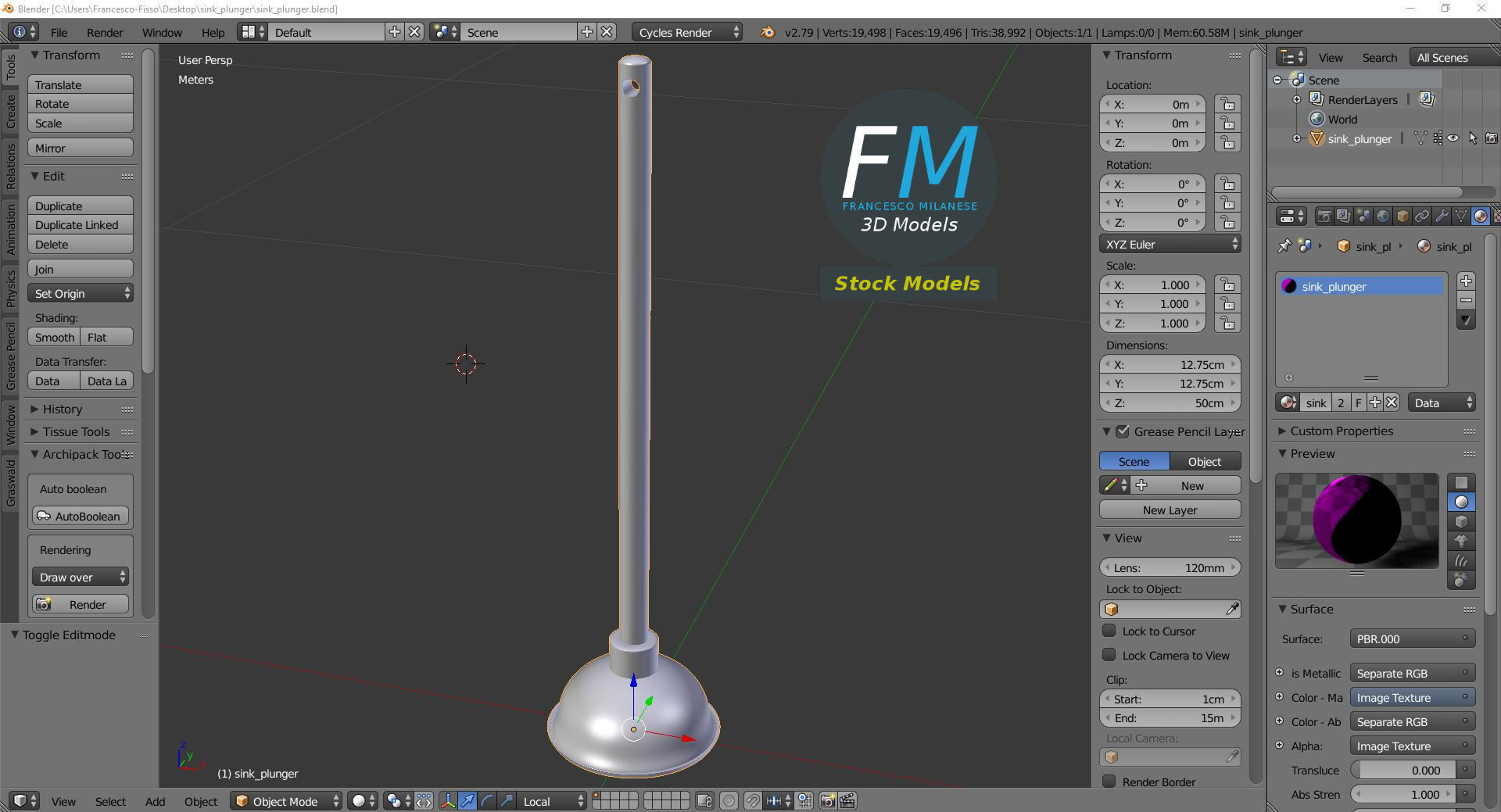 Sink plunger 3D model_9